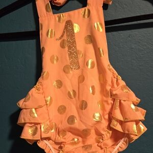 Gold Polka Dot 1st Birthday Romper